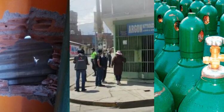 Ladrones hacen forado y roban más de 100 balones de oxígeno de negocio huancaíno
