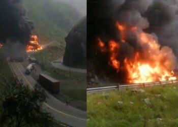 Carretera Central: al menos un muerto y un herido tras explosión que provocó incendio en cadena de vehículos