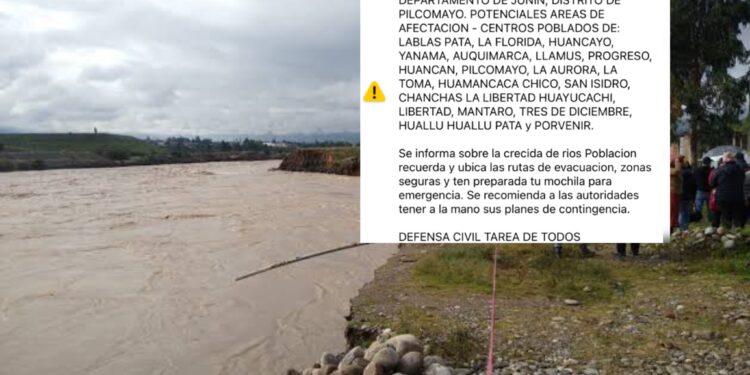Río Mantaro: Defensa Civil alerta emergencias por inundación en 21 distritos y centros poblados mediante alerta temprana