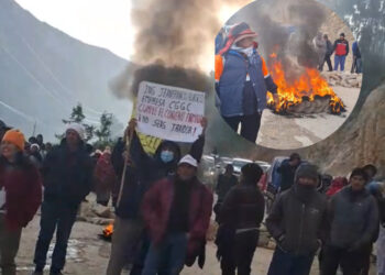 Huancayo: Agricultores bloquean vía exigiendo agua para riego tras afectación de tuberías por obras