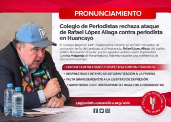 Colegio de Periodistas rechaza ataque de Rafael López Aliaga contra periodista en Huancayo