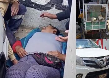 Camioneta se sube a la vereda y atropella a vendedora de jugo de caña en pleno centro de Huancayo