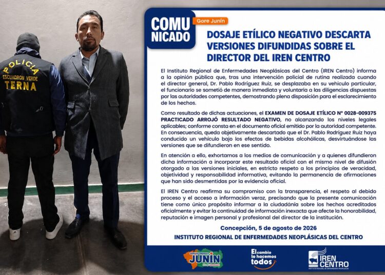 INTERVIENEN A DIRECTOR DEL IREN CENTRO POR REALIZAR MANIOBRAS IRREGULARES EN SICAYA; DOSAJE ETÍLICO DIO NEGATIVO