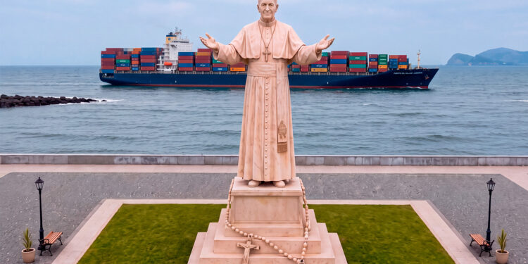 CAJA HUANCAYO FINANCIA ESCULTURA MONUMENTAL DEL PAPA LEÓN XIV EN EL CALLAO